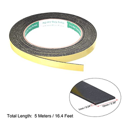uxcell Sealing Foam Tape 10mm Wide 1mm Thick 5m/16.4ft Long, Self Adhesive Weather Strip for Window Door Insulation - size: 10mmx1mmx5m