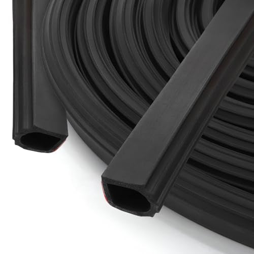Jucoan 19.6 Ft D Shape Rubber Car Door Weather Stripping, 0.75 Inch Wide x 1 Inch Height Self-Adhesive Automotive Weather Stripping, RV Slide Out Seal Strip Gasket for Auto Boat Truck