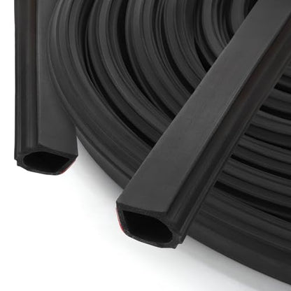 Jucoan 19.6 Ft D Shape Rubber Car Door Weather Stripping, 0.75 Inch Wide x 1 Inch Height Self-Adhesive Automotive Weather Stripping, RV Slide Out Seal Strip Gasket for Auto Boat Truck