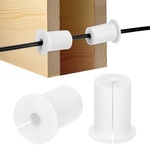 M METERXITY 2-Pack Cable Routing Kit, for 1 Inch Wall Hole Silicone Feed Through Wall Grommet Cable Punch Grommet Wall Hole Cover Bushing for Ethernet Cable [38mm Length, White] - color: White, size: 1" x 1.5"