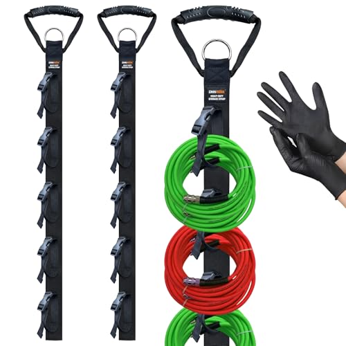 Extension Cord Organizer, 2 PCS Extension Cord Hanger with 5 Slots, Extension Cord Holder, Garage Garden Storage Straps for Cable, Hose, Rope, Tool - size: Cable Straps-A04
