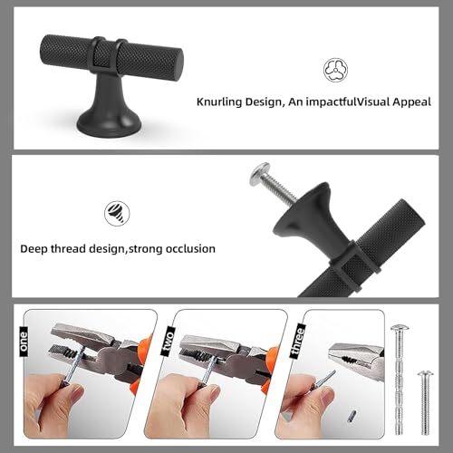 10 Pack Cabinet knurled Knobs Matte Black Kitchen Cabinet Knobs Aluminum and Zinc Alloy Drawer Pulls Solid Cabinet Hardware - color: Matte Black Knurled, size: Knobs