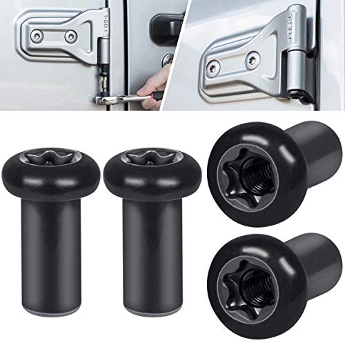 Door Hinge Nuts Replacement Screws for Jeep Wrangler JL JLU Sport Sahara Freedom Rubicon Unlimited Gladiator JT 2-Door 4-Door 2018-2025 Exterior Accessories Black (4 PCS) - size: For JL/JLU/JT (1.06 inches Long)
