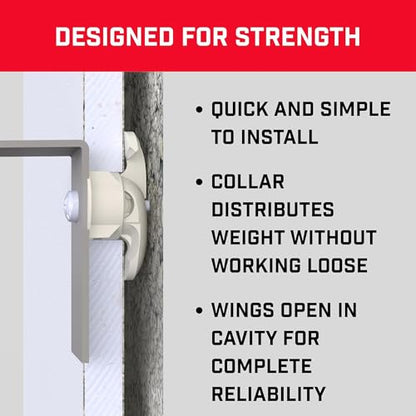 Bullfix Drywall Hole Repair Kit - Wall Fixer Hole Kit with Universal Anchors & Screws for Cavity Walls, Stud & Dot Dab, Supports Up to 255 lbs, Dry Wall Repair Kits with Drill Bit & Guide - 4 Pack