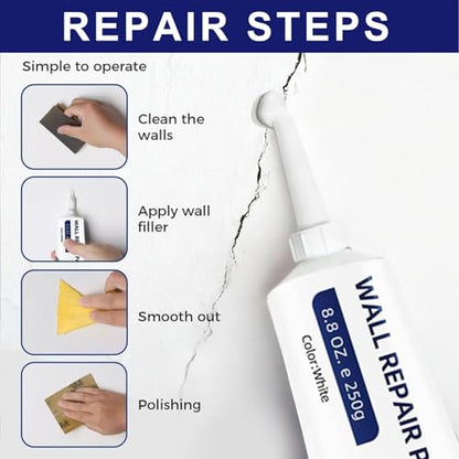 Efficient Drywall Repair Kit with Scraper, 2026 Upgrade Quick Drying Wall Mending Agent for Holes & Cracks, Multi-Functional Drywall Patch Paste Repair Kit for DIY Home Fix