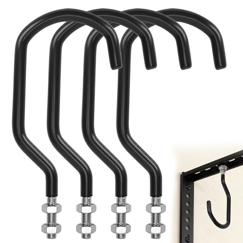 4 Pack Bike Hooks for Garage, Heavy Duty Bike Storage Hooks with M10 x 1.5 Machine Thread and Rubber Coating, Perfect Bicycle Hanging Wall Mount Hanger for Wall and Ceiling Bicycle Storage