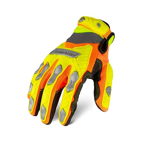 Ironclad Command Impact Work Gloves; Touch Screen Gloves Conductive Palm & Fingers, Impact Protection, Machine Washable - color: Hi-viz Yellow and Orange, size: Medium (Pack of 1)