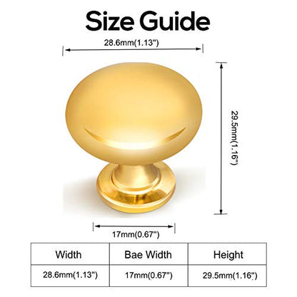 15 Pack Polished Gold Drawer Knob Solid Kitchen Cabinet Hardware,Polished Brass Round Cabinet Dresser Knob Euro Style Furniture Hardware,Diameter:1-1/5" - color: Polished Gold