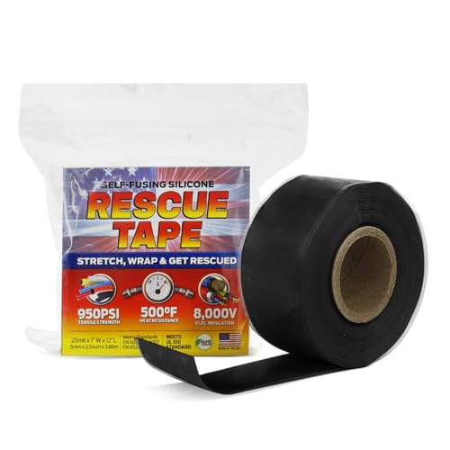 Bond It Rescue Tape, Self-Fusing Silicone for Emergency Plumbing, Pipe & Hose Repair, Electrical Insulation, Waterproof, 950PSI, Made in USA, 1" x 12', Black - color: Black, size: 1" x 12' x 20mil