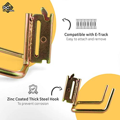 DC Cargo Mall Dual Arm Tool Hook Hanger E Track Accessories 3" Deep (2 Pack) - Garage Wall Mount, Truck, Enclosed Trailer, Storage System - size: 2 Pack