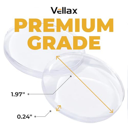 Large 2" Door Knob Wall Protectors – 6 Clear Self-Adhesive Silicone Bumper Pads in Damp Button Shape – Noise Dampening Wall & Furniture Guards by VELLAX - style: Damp Buttons