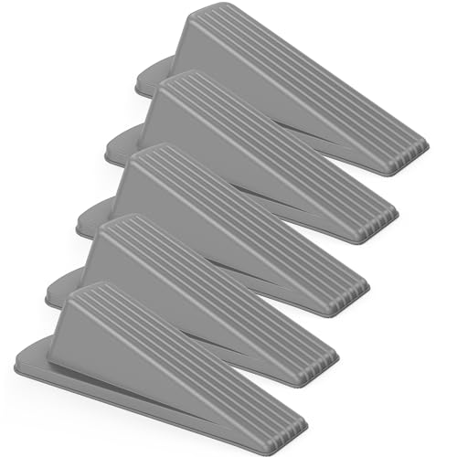 Crosize 5 Pack Door Stoppers for Bottom of Door, Premium Rubber Gate Door Stops, Sturdy Wedge for Carpet, Tile, Concrete, Wood, Door Holder for Heavy Duty Door, Gray - color: Gray, size: Standard 5 Pack