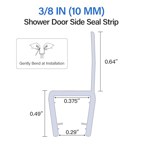 Yecaye 3 Pack Shower Door Seal,Shower Door Sweep,Frameless Glass Seal Strip for Side Door,Stop Leaks and Create a Water Barrier Guard (Side-3/8 x39) - style: Side-3/8"x39"