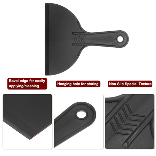 HARFINGTON 10pcs Putty Scraper 6" Width 6mm Thin Flexible Plastic Putty Knives for Taping Drywall Spreading Painting Wall Scratching - color: Black, size: 6"
