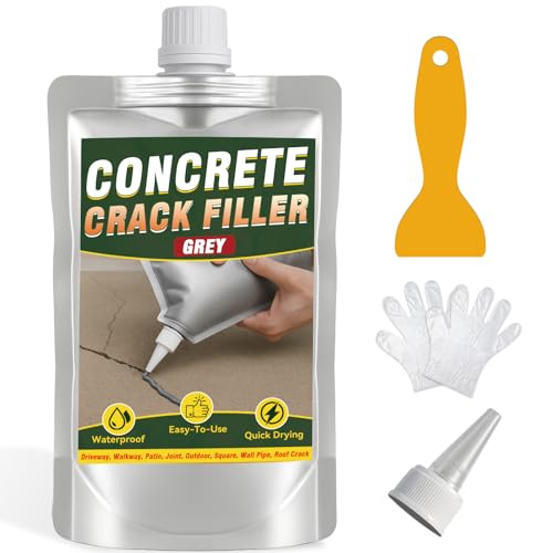 Concrete Crack Filler, High Elasticity Cement Crack Waterproof, Self Leveling Concrete Crack Filler for Driveway, Walkway, Patio, Joint, Indoor and Outdoor - Grey - size: 200g