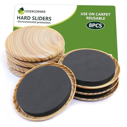Furniture Sliders for Carpet 8 PCS - 3 1/2 inch Furniture Moving Slider Chair Legs Floors Protectors Furniture Movers Sliders – Move Your Furniture Easy & Safely(for Carpet) Beige Coffee - size: 8 Pcs 3 1/2 Inch Beige Coffee