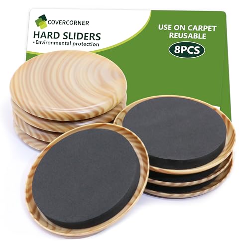 Furniture Sliders for Carpet 8 PCS - 3 1/2 inch Furniture Moving Slider Chair Legs Floors Protectors Furniture Movers Sliders – Move Your Furniture Easy & Safely(for Carpet) Beige Coffee - size: 8 Pcs 3 1/2 Inch Beige Coffee
