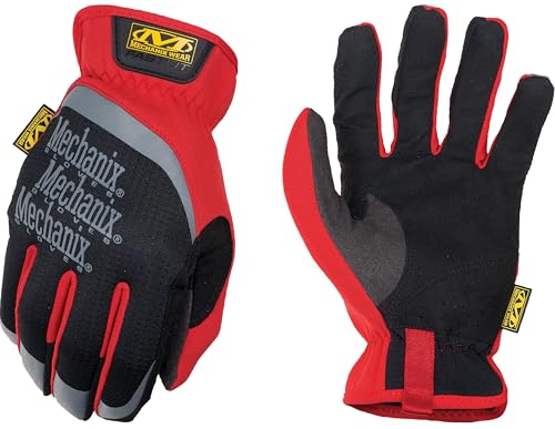 Mechanix Wear FastFit Work Gloves - Anti-Slip & Abrasion Resistant Heavy Duty Gloves - Touchscreen Compatible - Vibration Damping - Multipurpose Use - Small - Red - color: Red, size: Small, style: 1 Pair