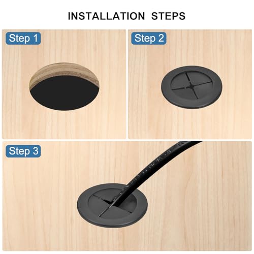uxcell 6 Pcs Cable Cord Grommet, 1/2 Inch (12mm) Desk Grommet Flexible Rubber Grommets Wire Hole Cover Pass Through for Office Computer Desk Wire Organizer, Black - size: 1/2 Inch (12mm)