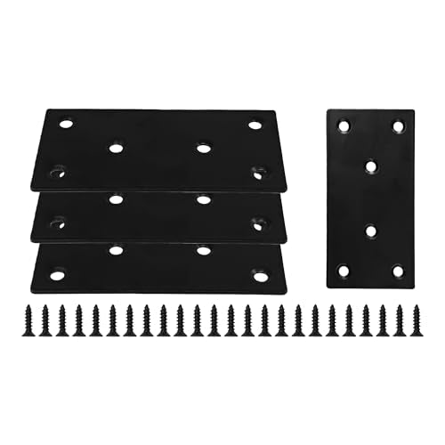 4PCS 4 x 2 inch Flat Straight Brace Brackets, Mending Plates for Furniture Shelf Support Corner Joint Repair - size: 4 x 2 inch