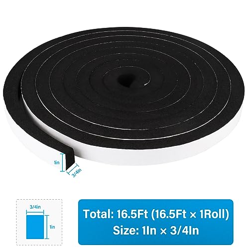 DGSL Foam Insulation Tape, 1In x 3/4In x 16.5Ft Weather Stripping Door Seal Strip for Doors and Windows,Sliding Door,Sound Proof Soundproofing Door Seal,Weatherstrip,Air Conditioning Seal Strip - size: 1In x 3/4In x 16.5Ft