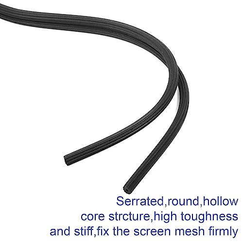 Window Screen Spline, 0.2" x 100' Replacement Round Black Window Screen Retainer Spline, Window Screen Repair - size: 0.2" x 100'