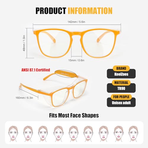KeeiZoes Safety Glasses Anti Fog Goggles For Women, Nurses Protective Eyewear Blue Light & UV Blocking Eye Protection Glasses - color: Black + Black Leopard + Blue + Clear