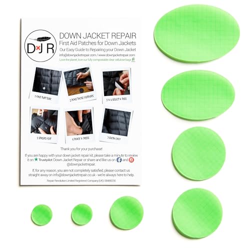 Down Jacket Repair Patches - Self-Adhesive Down Jacket Repair Patches | Waterproof, Tear-Resistant, Pre-Cut Patches | 7-Piece Set for Outdoor Gear, Sleeping Bags & Tent - color: Fluro Green