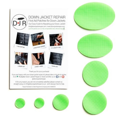Down Jacket Repair Patches - Self-Adhesive Down Jacket Repair Patches | Waterproof, Tear-Resistant, Pre-Cut Patches | 7-Piece Set for Outdoor Gear, Sleeping Bags & Tent - color: Fluro Green