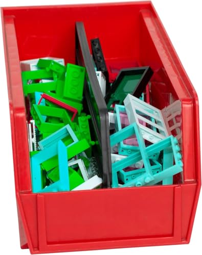 Akro-Mils 30230 AkroBins Plastic Storage Bins, Space-Saving Stackable Bins for Garage, Pantry, Craft Organization, 11" x 5" x 5", Red, 12-Pack - color: Red
