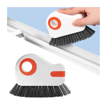2 in 1 Car Groove Cleaning Brush, Multifunction Vehicle Crevice Cleaner with Hidden Scraper, Automotive Window Seal Sill Sliding Door Track Cleaning Brush, Universal Fit (Orange White) - color: Orange White