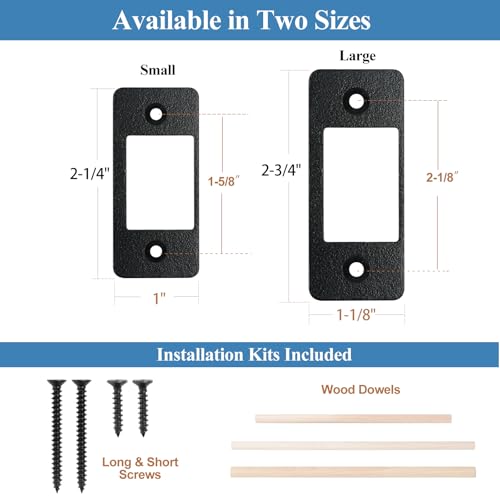 Deadbolt Restorer Strike Plate Large Version 2-3/4" x 1-1/8", Screw Holes Spaced 2-1/8", Fix Latch Misalignment/Sticking/Jamming, Narrow Side and Large Hole - color: Black, size: Large: 2-3/4" x 1-1/8" (1 Pack)