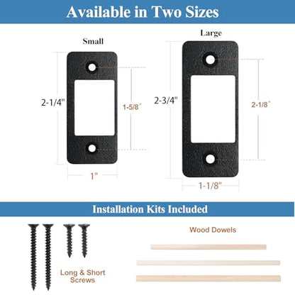 Deadbolt Restorer Strike Plate Large Version 2-3/4" x 1-1/8", Screw Holes Spaced 2-1/8", Fix Latch Misalignment/Sticking/Jamming, Narrow Side and Large Hole - color: Black, size: Large: 2-3/4" x 1-1/8" (1 Pack)