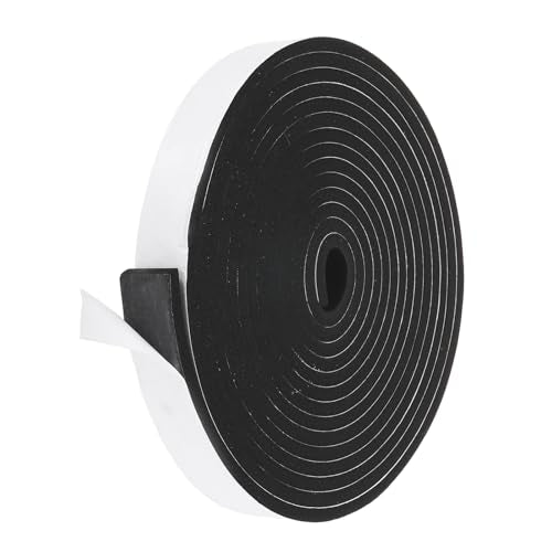 PATIKIL Weather Stripping Door Seal Strip, 1 Inch x 1/4 Inch x 16 Ft Self Adhesive Soundproof High Density Foam Tape Insulation for Door Window Air Conditioning, Black - color: Black, size: 1 Inch x 1/4 Inch x 16 Ft