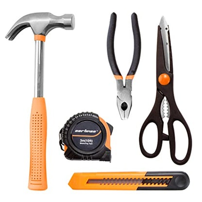CARTMAN Home Tool Set Kit, Basic Household Hand Tools with Storage Case Light Orange - color: Light Orange