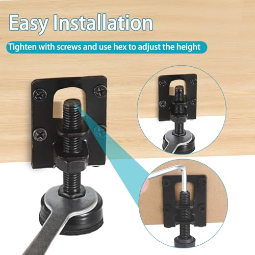 2.2" L Shaped Furniture Levelers Legs, 4 Pcs Adjustable Feet Levelers for Furniture,Heavy Duty for Wardrobe, Cabinet