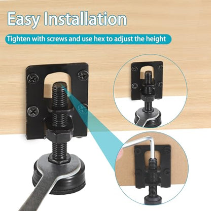 2.2" L Shaped Furniture Levelers Legs, 4 Pcs Adjustable Feet Levelers for Furniture,Heavy Duty for Wardrobe, Cabinet