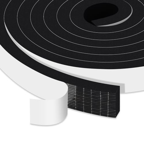 Upgraded Strong Adhesive Foam Weather Stripping Door Seal Insulation Tape for Insulating Door,Window, Air Conditioner Noise-Reduction Self Adhesive Sealing Weatherstrip (1 in x 1/2 in x 20 Ft) - color: Black, size: 1 in X 1/2 in X 20ft