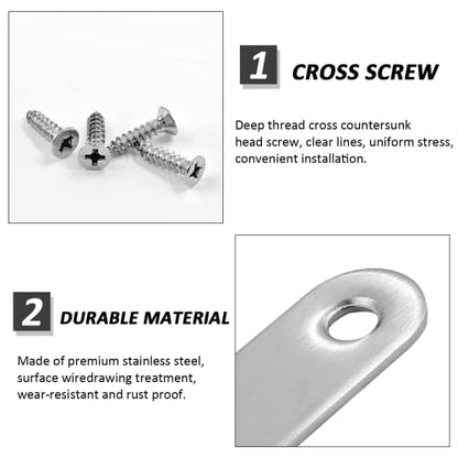 Litoexpe 4 Pcs 6.1 Inch Stainless Steel Straight Brackets, Silver Flat Straight Brace Metal Mending Plate Connector for Wood Furniture Repair, with 20 Pieces Screws (6.1 x 0.7 inch, 156 x 18 mm) - style: 6.1 x 0.7 inch (4 Pack)