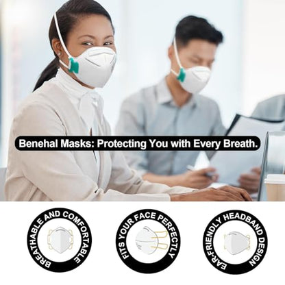benehal NIOSH Approved N95 Mask Particulate Respirators, Pack of 25 N95 Face Masks, Individually Wrapped,White - color: White, size: 25 Count (Pack of 1)