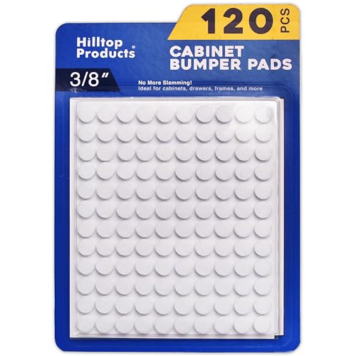 120 Pack Small 3/8" Felt Cabinet Bumpers, Door Felt Pads for Cabinet Doors & Drawers, Furniture Surface Protectors (White) - color: White