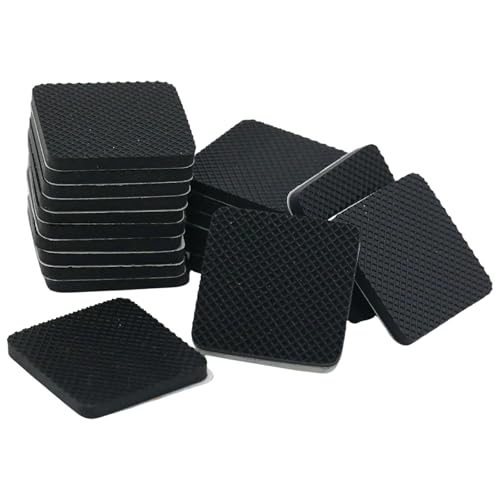 20pcs Black Non Slip Furniture Pads,Solid Rubber Furniture Pads Self Adhesive Anti-Sliding Grippers,Rubber Feet for Bed Couch Table/Floor Protectors(1.2inch Square) - size: 1.2inch