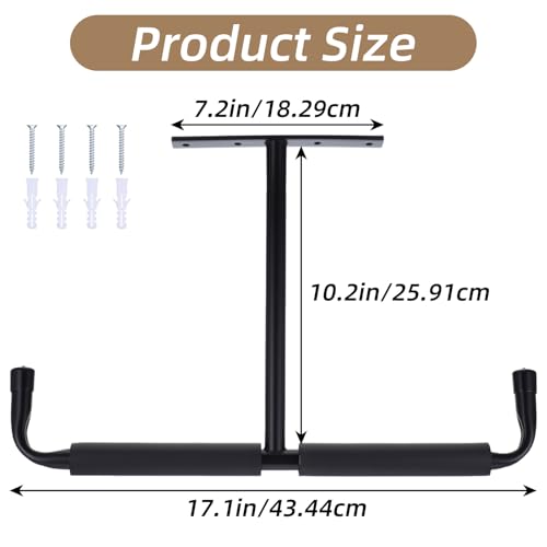 4 Pack Overhead Garage Storage Hooks, 17" Heavy Duty Ceiling Mount Hangers, Double T-Bar Metal Ladder Ceiling Racks, Hanging for Bike, Pipe Lumber, Fishing Rod, Sports Equipment
