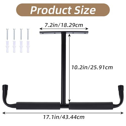 4 Pack Overhead Garage Storage Hooks, 17" Heavy Duty Ceiling Mount Hangers, Double T-Bar Metal Ladder Ceiling Racks, Hanging for Bike, Pipe Lumber, Fishing Rod, Sports Equipment