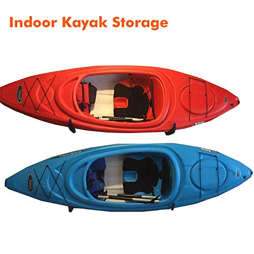 Ihomepark Heavy Duty Garage Indoor Kayak Storage Hooks Hanger, Wall Mounted Utility Hanging Cradle Rack for Canoe Paddle Board, Ladder, Folding Chairs, Hose, Bicycle and Tools (4 Pack, Black)