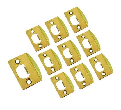QCAA Solid Brass Latch Strike Plate L 2-1/4" x W 1-7/16", Screw Hole CTC 1-5/8", Polished Brass, Made in Taiwan, 10 Pack - color: Polished Brass, size: 10 Pack