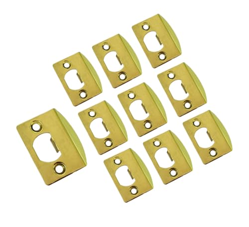 QCAA Solid Brass Latch Strike Plate L 2-1/4" x W 1-7/16", Screw Hole CTC 1-5/8", Polished Brass, Made in Taiwan, 10 Pack - color: Polished Brass, size: 10 Pack