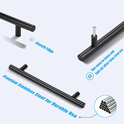 KNOBWELL 6 Pack 6-3/10" Black Cabinet Pulls and Handles, Matte Black Dresser Drawer Pulls Kitchen Cupboard Handles, 8-4/5" Overall Length - color: Black, size: 6 3/10inch(160mm)