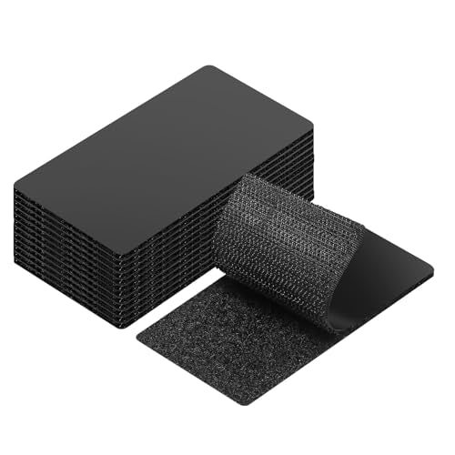 20 Sets Double Sided Tape Heavy Duty Black Hook and Loop Tape, 2x4Inch Adhesive Strips – Secure Mounting for Rug Poster Artwork Mirror Hanging Couch Cushion Wall, Indoor & Outdoor Use - color: Black, size: 2in X 4inX20