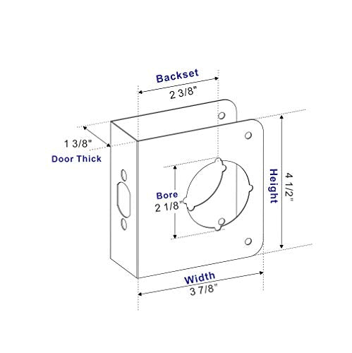 Door Reinforcement Plate 1-3/8" Thick with 2-3/8" Backset 2-1/8" Bore in Black Fit Combo Lock Hotel in Matt Black Finish (2PCS) - color: K9008-2 Black